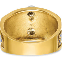 14K Two-Tone Gold Men's Polished and Textured Masonic Ring Mounting