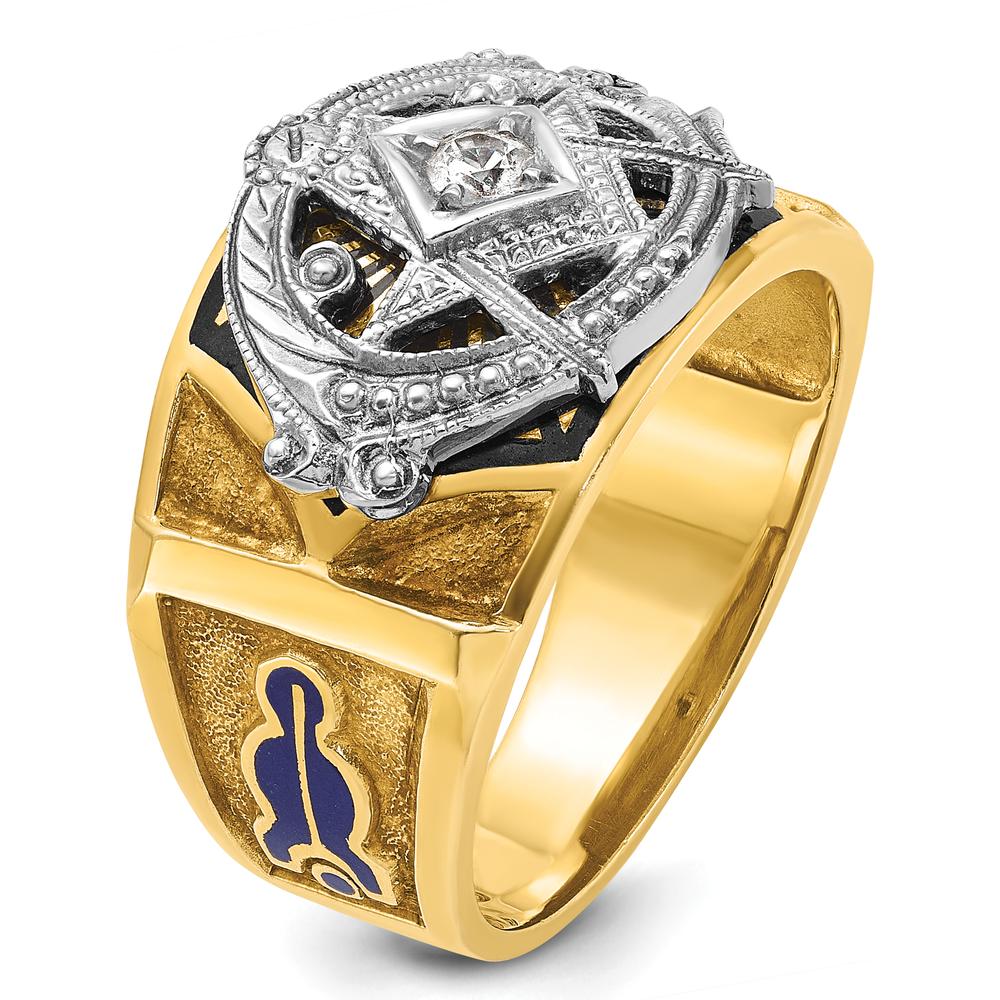 14K Two-Tone Gold Men's Polished and Textured Masonic Ring Mounting