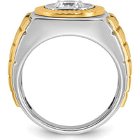 14K Two-Tone Gold Men's Polished and Textured Ring Mounting - 15.91mm Band Width by IBGoodman