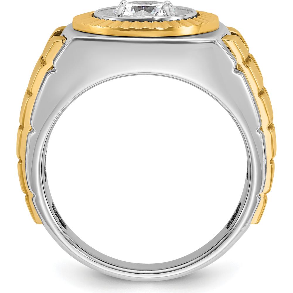 14K Two-Tone Gold Men's Polished and Textured Ring Mounting - 15.91mm Band Width by IBGoodman