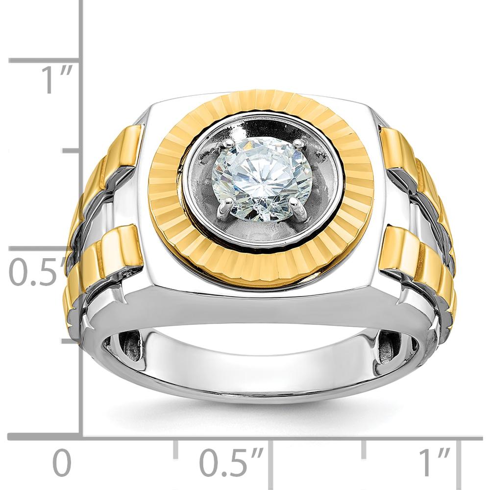 14K Two-Tone Gold Men's Polished and Textured Ring Mounting - 15.91mm Band Width by IBGoodman