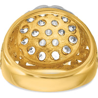 14K Two-Tone Gold Men's Polished Filigree Diamond Cluster Ring - 2 Carat Total Diamond Weight
