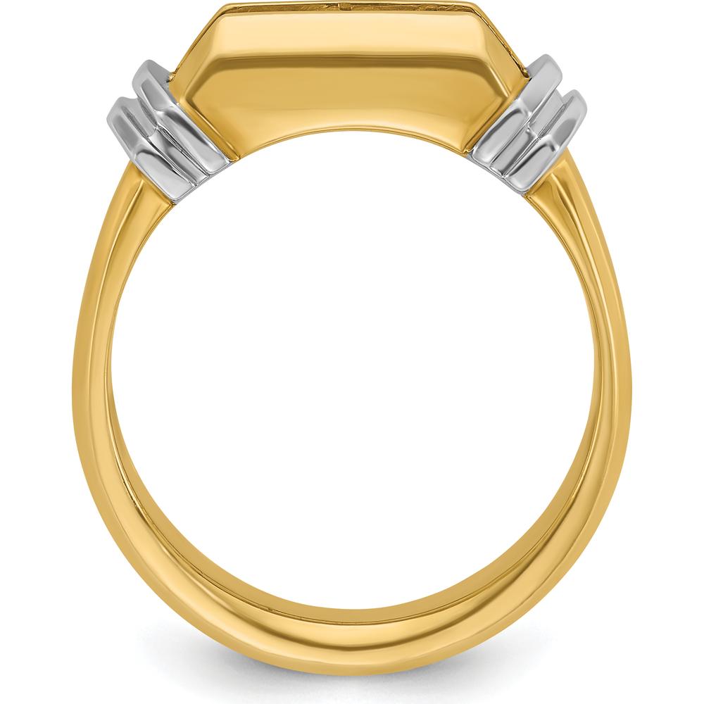 14K Two-Tone Gold Men's Polished Grooved 5-Stone Ring Mounting by IBGoodman