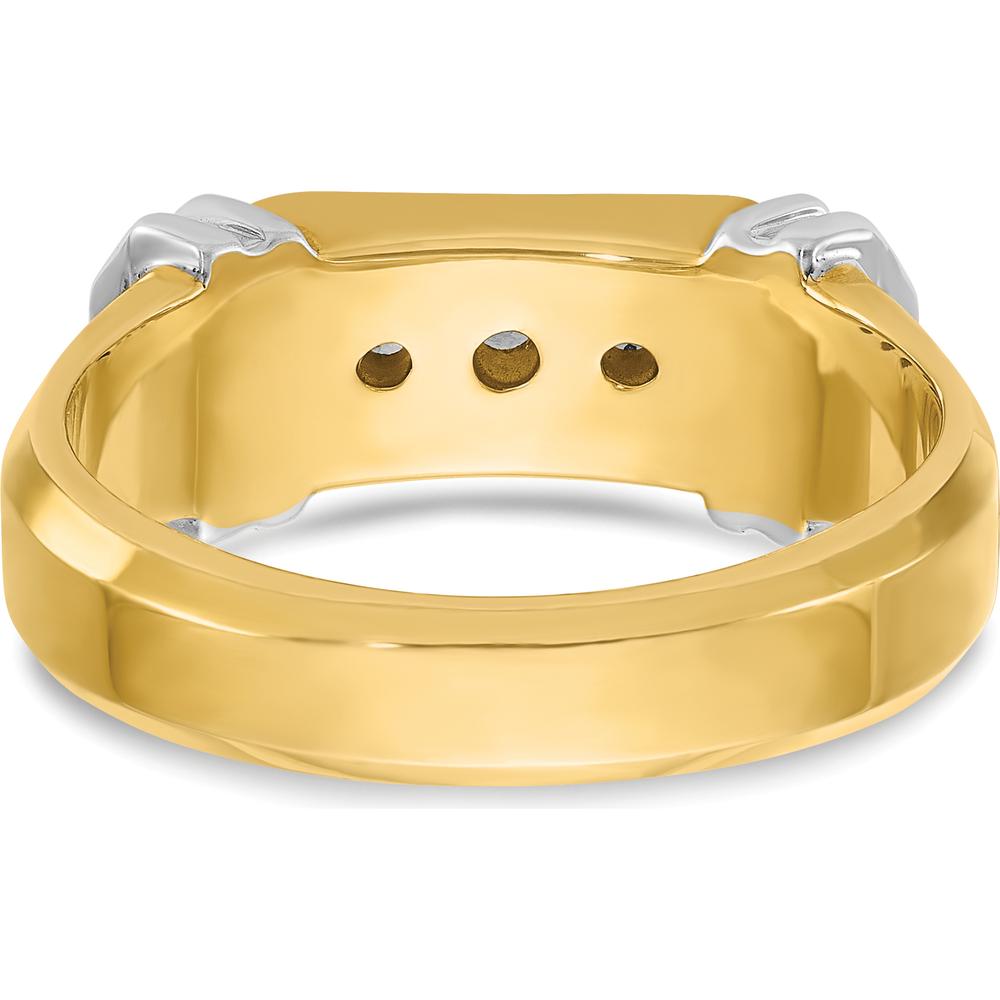 14K Two-Tone Gold Men's Polished Grooved 5-Stone Ring Mounting by IBGoodman