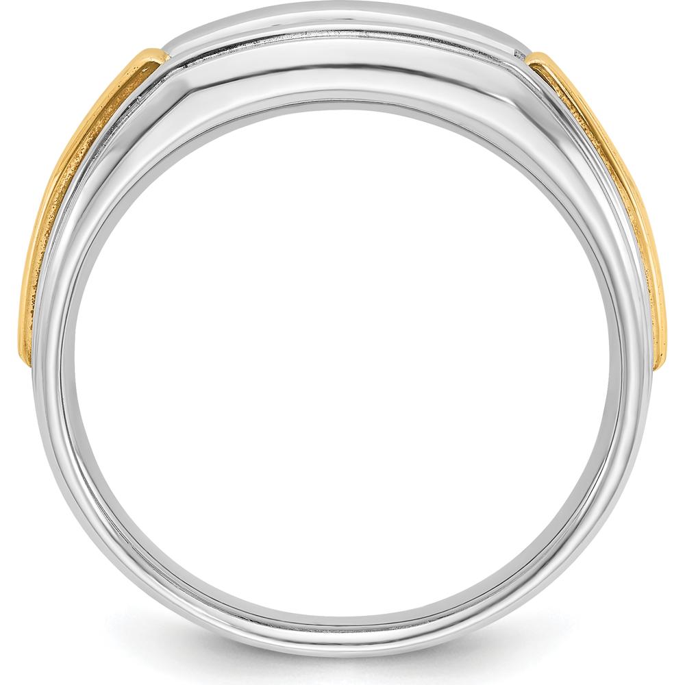 14K Two-Tone Gold Men's Polished Grooved 5-Stone Ring Mounting by IBGoodman