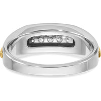 14K Two-Tone Gold Men's Polished Grooved 5-Stone Ring Mounting by IBGoodman