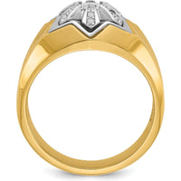 14K Two-Tone Gold Men's Polished Grooved Band with Diamond Star - 3/8 Carats AA Quality Diamond Weight by IBGoodman