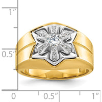 14K Two-Tone Gold Men's Polished Grooved Band with Diamond Star - 3/8 Carats AA Quality Diamond Weight by IBGoodman