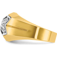 14K Two-Tone Gold Men's Polished Grooved Band with Diamond Star - 3/8 Carats AA Quality Diamond Weight by IBGoodman
