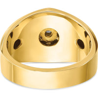14K Two-Tone Gold Men's Polished Grooved Band with Diamond Star - 3/8 Carats AA Quality Diamond Weight by IBGoodman