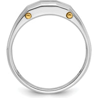 14K Two-Tone Gold Men's Polished Satin and Cut-Out 5-Stone Diamond Ring - 1/4 Carats Total Diamond Weight by IBGoodman