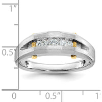 14K Two-Tone Gold Men's Polished Satin and Cut-Out 5-Stone Diamond Ring - 1/4 Carats Total Diamond Weight by IBGoodman
