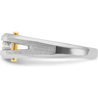 14K Two-Tone Gold Men's Polished Satin and Cut-Out 5-Stone Diamond Ring - 1/4 Carats Total Diamond Weight by IBGoodman