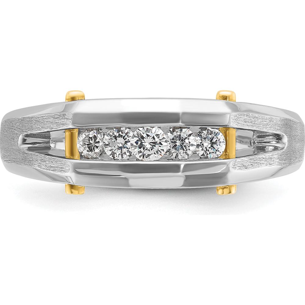 14K Two-Tone Gold Men's Polished Satin and Cut-Out 5-Stone Diamond Ring - 1/4 Carats Total Diamond Weight by IBGoodman