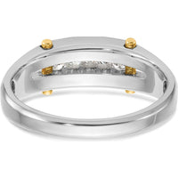 14K Two-Tone Gold Men's Polished Satin and Cut-Out 5-Stone Diamond Ring - 1/4 Carats Total Diamond Weight by IBGoodman