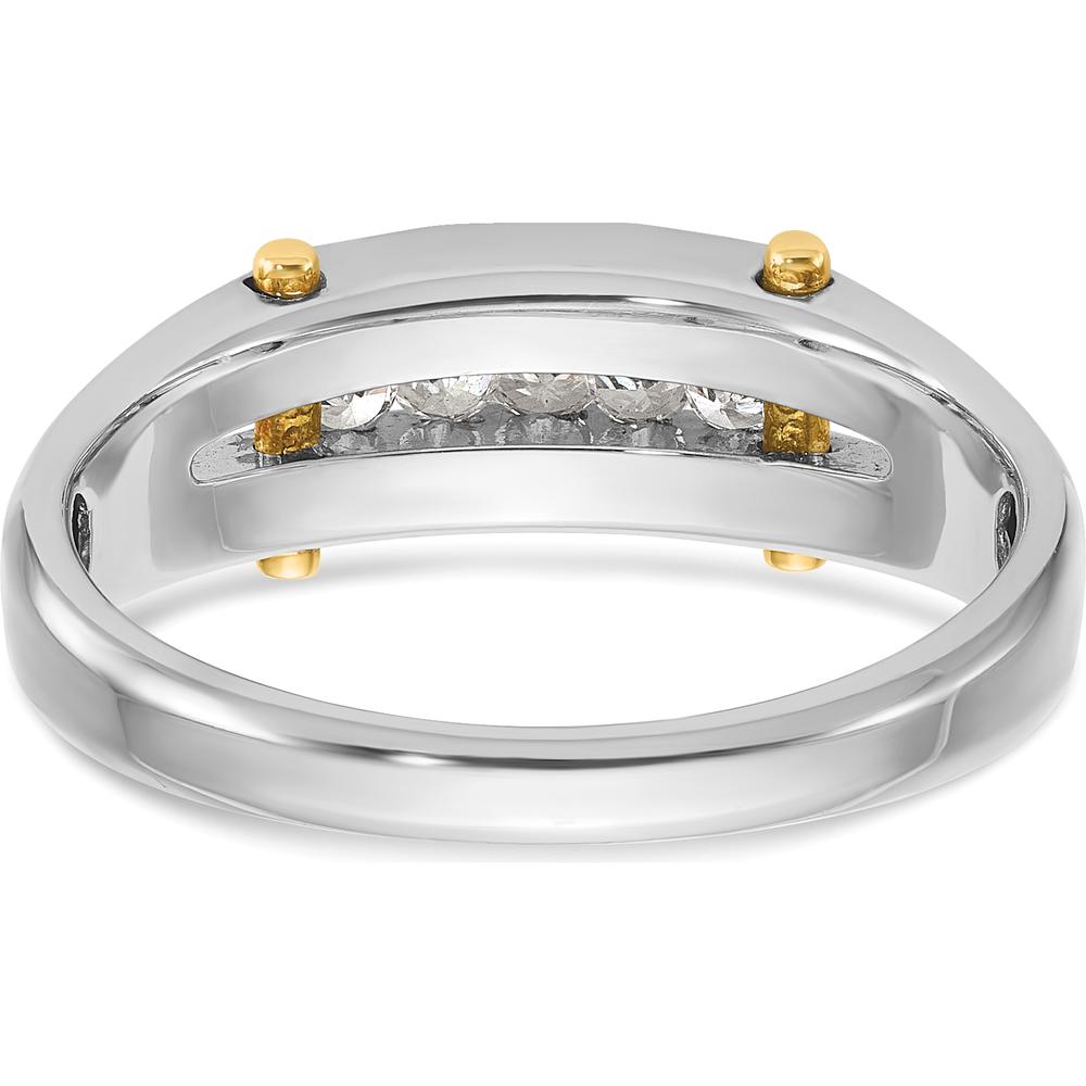 14K Two-Tone Gold Men's Polished Satin and Cut-Out 5-Stone Diamond Ring - 1/4 Carats Total Diamond Weight by IBGoodman