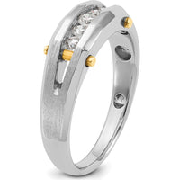 14K Two-Tone Gold Men's Polished Satin and Cut-Out 5-Stone Diamond Ring - 1/4 Carats Total Diamond Weight by IBGoodman