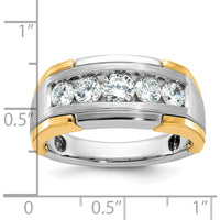 14K Two-Tone Gold Men's Polished Satin and Grooved 5-Stone Ring Mounting by IBGoodman