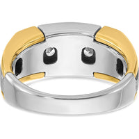 14K Two-Tone Gold Men's Polished Satin and Grooved 5-Stone Ring Mounting by IBGoodman