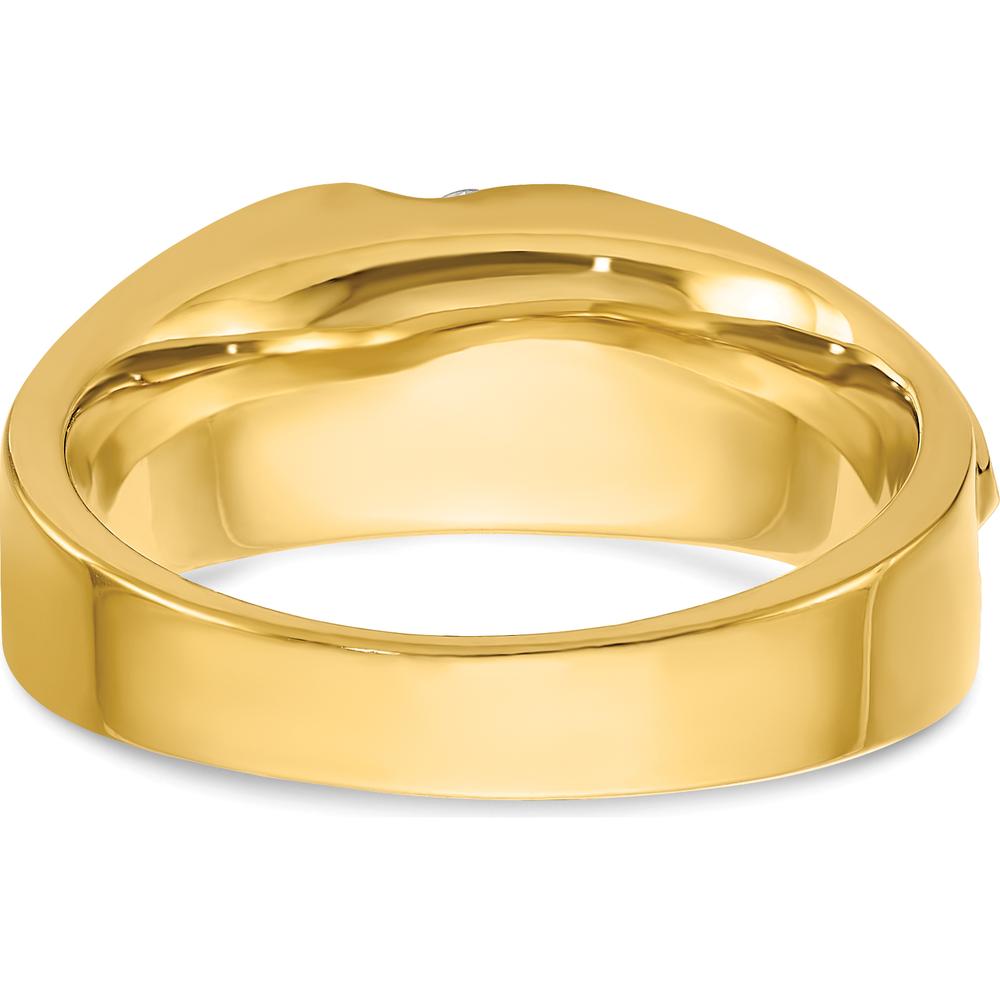14K Two-Tone Gold Men's Polished Satin Grooved 4-Stone Diamond Ring Mounting by IBGoodman