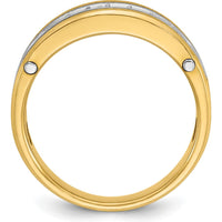 14K Two-Tone Gold Men's Polished Satin Grooved Ring - Stylish & Durable Design by IBGoodman