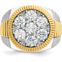 14K Two-Tone Gold Men's Ribbed Round Cluster Ring with Diamonds - 1.20 Carats Total Diamond Weight by IBGoodman