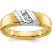 14K Two-Tone Gold Men's Ring Mounting with Polished Finish - Tapered Band 11.3mm Top Width by Oro Pregiato