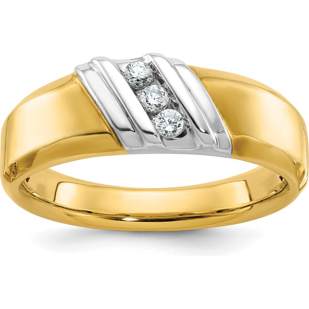 14K Two-Tone Gold Men's Ring Mounting with Polished Finish - Tapered Band 11.3mm Top Width by Oro Pregiato