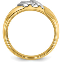 14K Two-Tone Gold Men's Ring Mounting with Polished Finish - Tapered Band 11.3mm Top Width by Oro Pregiato