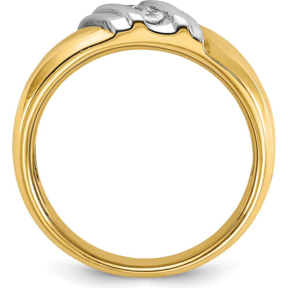14K Two-Tone Gold Men's Ring Mounting with Polished Finish - Tapered Band 11.3mm Top Width by Oro Pregiato