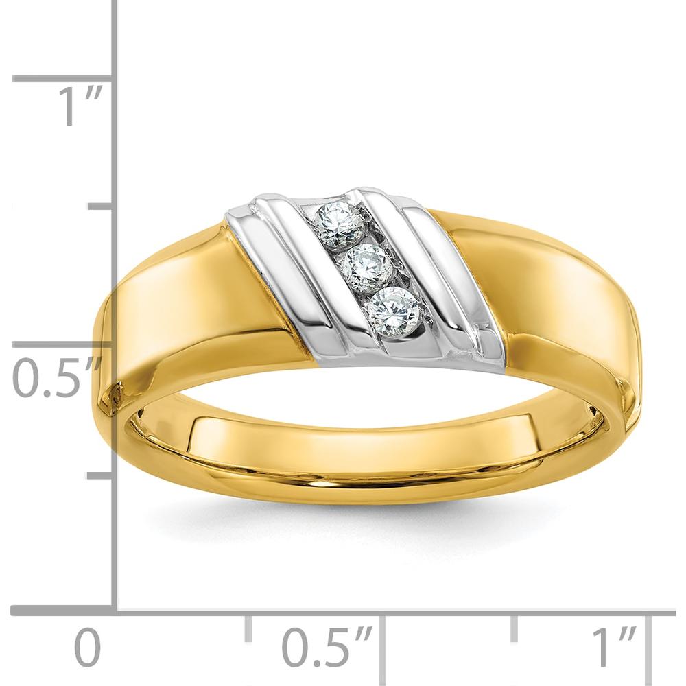 14K Two-Tone Gold Men's Ring Mounting with Polished Finish - Tapered Band 11.3mm Top Width by Oro Pregiato