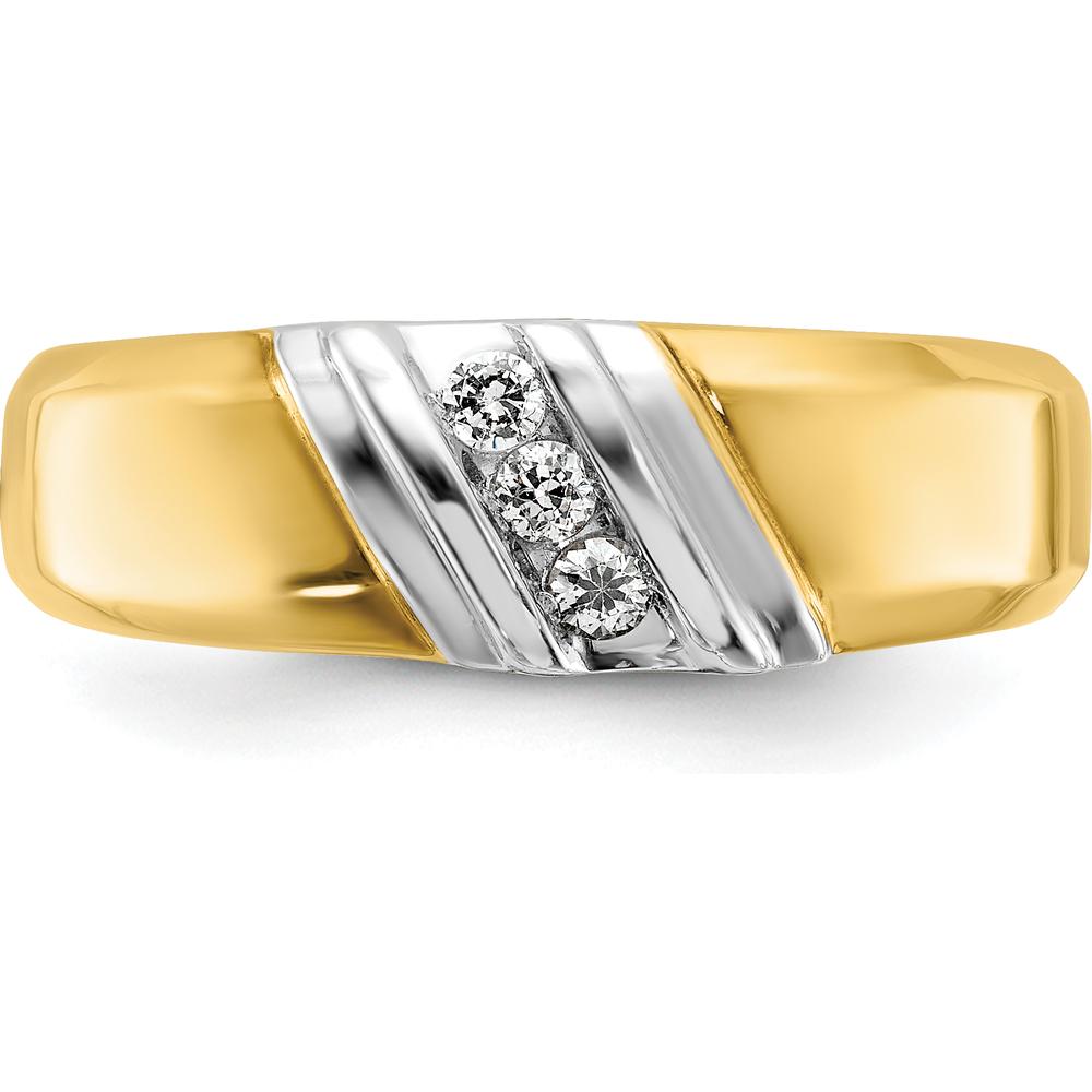 14K Two-Tone Gold Men's Ring Mounting with Polished Finish - Tapered Band 11.3mm Top Width by Oro Pregiato