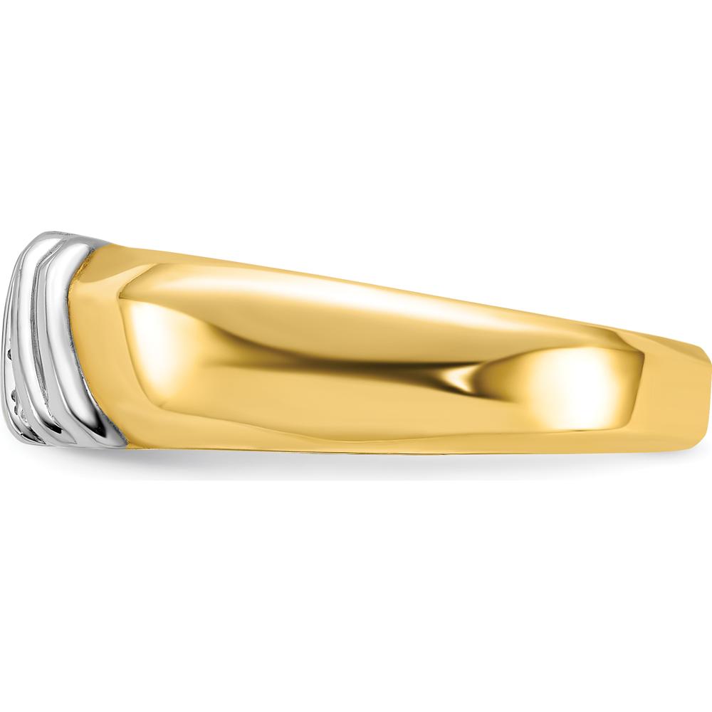 14K Two-Tone Gold Men's Ring Mounting with Polished Finish - Tapered Band 11.3mm Top Width by Oro Pregiato
