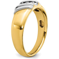 14K Two-Tone Gold Men's Ring Mounting with Polished Finish - Tapered Band 11.3mm Top Width by Oro Pregiato