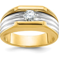 14K Two-Tone Gold Men's Ring with 1/2 Carat Round Diamond - I1 Clarity, G-H-I Color Grade by IBGoodman