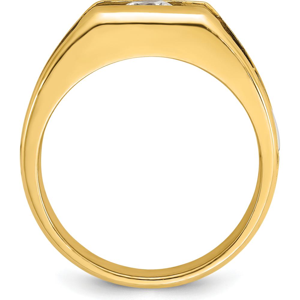 14K Two-Tone Gold Men's Ring with 1/2 Carat Round Diamond - I1 Clarity, G-H-I Color Grade by IBGoodman