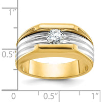 14K Two-Tone Gold Men's Ring with 1/2 Carat Round Diamond - I1 Clarity, G-H-I Color Grade by IBGoodman