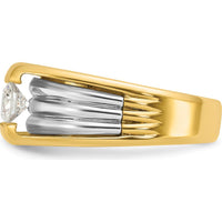 14K Two-Tone Gold Men's Ring with 1/2 Carat Round Diamond - I1 Clarity, G-H-I Color Grade by IBGoodman