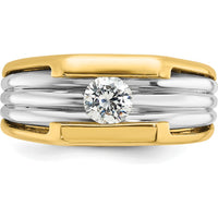 14K Two-Tone Gold Men's Ring with 1/2 Carat Round Diamond - I1 Clarity, G-H-I Color Grade by IBGoodman