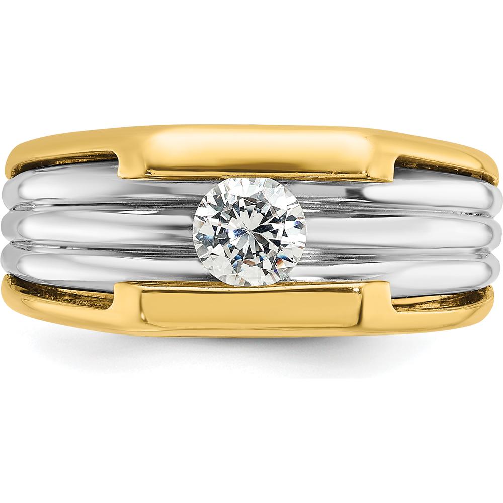 14K Two-Tone Gold Men's Ring with 1/2 Carat Round Diamond - I1 Clarity, G-H-I Color Grade by IBGoodman