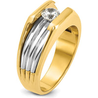 14K Two-Tone Gold Men's Ring with 1/2 Carat Round Diamond - I1 Clarity, G-H-I Color Grade by IBGoodman