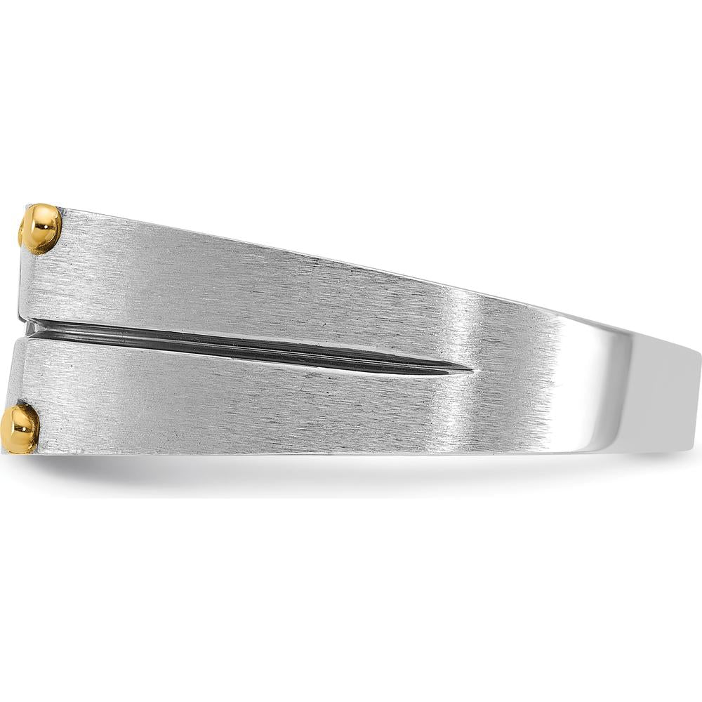 14K Two-Tone Gold Men's Ring with 1/2 Carat Round Diamond - Polished and Satin Finish by IBGoodman