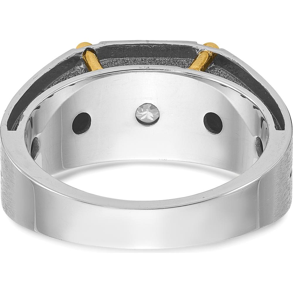 14K Two-Tone Gold Men's Ring with 1/2 Carat Round Diamond - Polished and Satin Finish by IBGoodman
