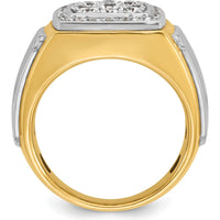 14K Two-Tone Gold Men's Ring with 1 Carat Round Diamonds in Square Cluster Setting - Polished and Satin Finish by IBGoodman