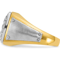 14K Two-Tone Gold Men's Ring with 1 Carat Round Diamonds in Square Cluster Setting - Polished and Satin Finish by IBGoodman