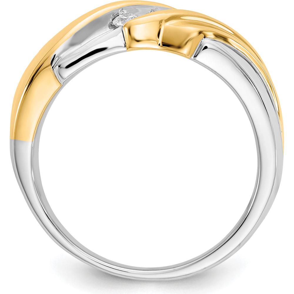 14K Two-Tone Gold Men's Ring with 3 Round Diamonds - 0.09 Carat Total Diamond Weight by 0