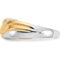 14K Two-Tone Gold Men's Ring with 3 Round Diamonds - 0.09 Carat Total Diamond Weight by 0
