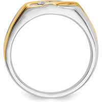 14K Two-Tone Gold Men's Ring with 3 Round Diamonds - 0.195 Carat Total Diamond Weight by 0
