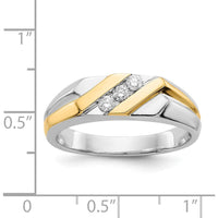 14K Two-Tone Gold Men's Ring with 3 Round Diamonds - 0.195 Carat Total Diamond Weight by 0