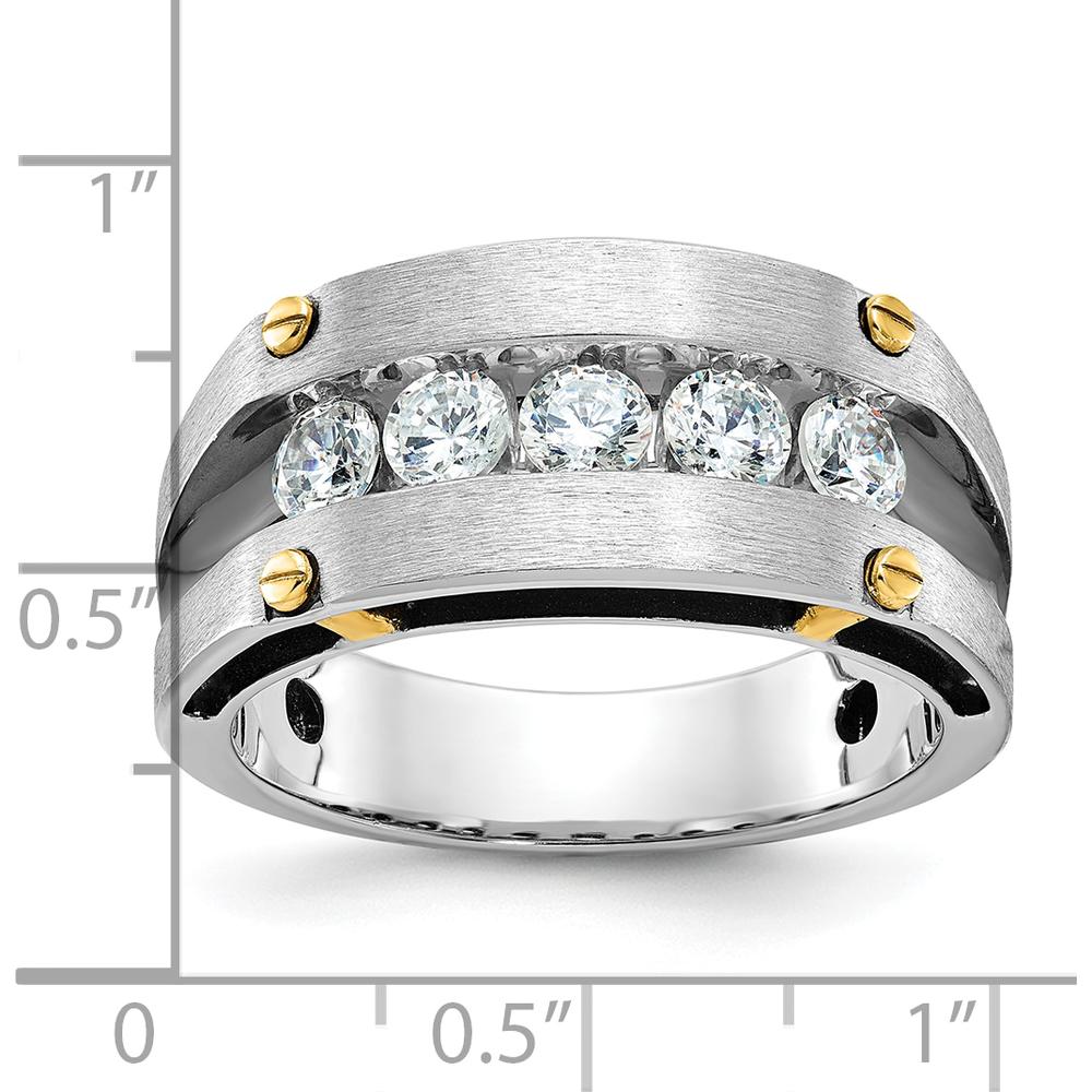 14K Two-Tone Gold Men's Ring with 5 Round Diamonds - 1 Carat Total Diamond Weight by IBGoodman